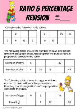 Preview of Ratio and Percentage Revision Booklet