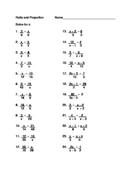 Ratio and Proportion  32 Question worksheet by Dawn Facciolo  TpT