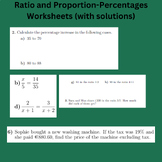 Ratio and Proportion-Percentages Worksheets (with solutions)