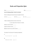 Ratio and Proportion Quiz