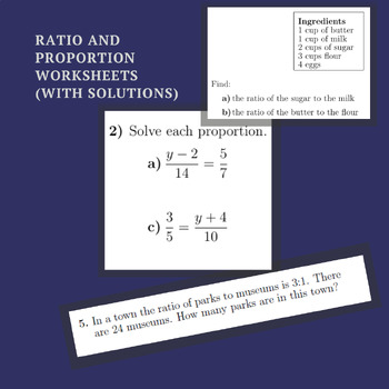 Preview of Ratio and Proportion Worksheets (with solutions)