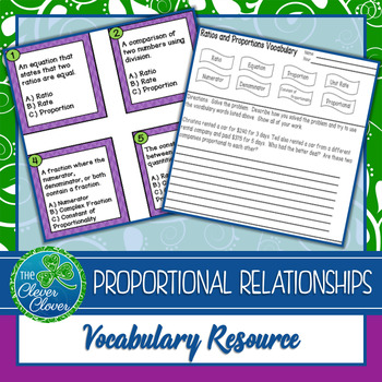 Preview of Ratio and Proportions Vocabulary Resources