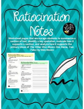 Preview of Ratiocination Notes for The Other Wes Moore (Distance Learning Option Included)