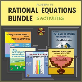 Preview of Rational Equations Activities BUNDLE(turned into Easel Activities)(140 problems)