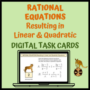 Preview of Rational Equations - Digital Task Cards (2 problems per card)