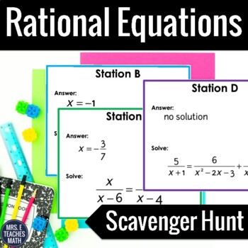 Preview of Rational Equations Scavenger Hunt Activity