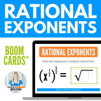 Preview of Rational Exponents Activity - Digital Boom Cards™ Radical and Exponential Forms