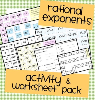 Preview of Rational Exponents Activity, Worksheet & Assessment Bundle