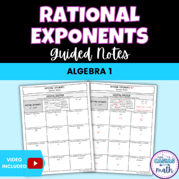 Preview of Rational Exponents Guided Notes Lesson Algebra 1