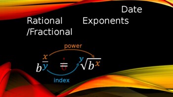 Preview of Rational Exponents, Intro to Radicals -PowerPoint (w/ free video)