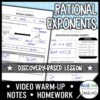 Preview of Rational Exponents Lesson | Warm-Up | Guided Notes | Homework