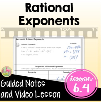 Preview of Rational Exponents Notes with Video (Unit 6)