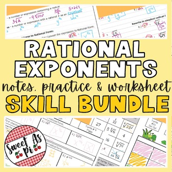 Preview of Rational Exponents & Radical Form  - Notes, Practice, and Worksheet SKILL BUNDLE