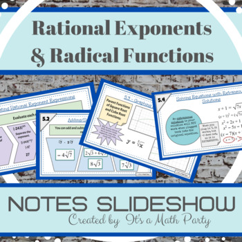 Preview of Rational Exponents & Radical Functions - GUIDED NOTES SLIDESHOW