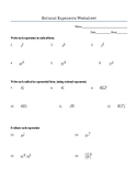 Rational Exponents Worksheet (Positive and Negative) Inclu
