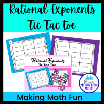 Preview of Rational Exponents Worksheets Tic Tac Toe