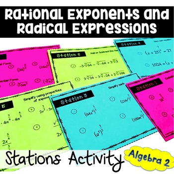 Preview of Rational Exponents and Radical Expressions Stations Activity