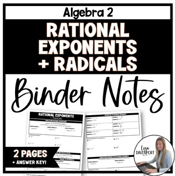 Preview of Rational Exponents and Radicals - Algebra 2 Binder Notes