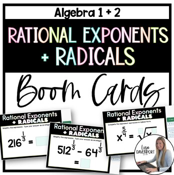 Preview of Rational Exponents and Radicals Boom Cards for Algebra 1