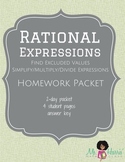 Rational Expressions: Homework Packet (Worksheets)
