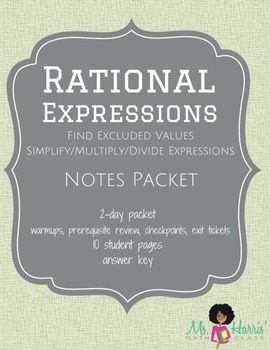 Preview of Rational Expressions: Interactive Student Notes Packet (Worksheets)