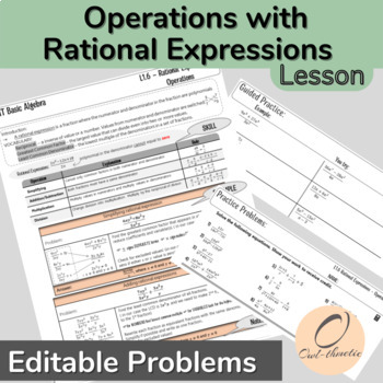 Preview of Rational Expressions Operations Lesson (addition, multiplication, division)