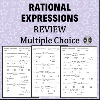 Preview of Rational Expressions Review - 16 Multiple Choice Questions
