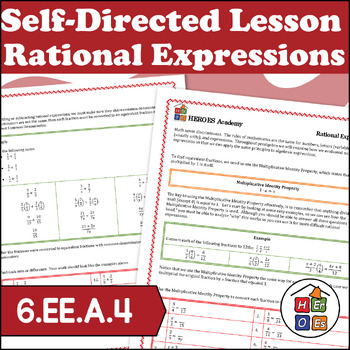 Preview of Rational Expressions | Self Directed Lesson | Pre-algebra | 6th Grade Math