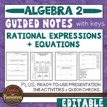 Preview of Rational Expressions and Equations - Guided Notes, Presentation & INB Activities