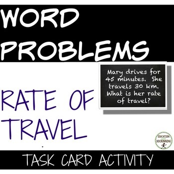 Preview of Rational Function Task Card Activity Rate of Travel Word Problems