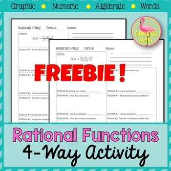 Preview of Rational Functions 4 Way Activity Freebie