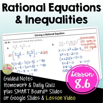 Preview of Rational Equations & Inequalities (Algebra 2 - Unit 8)