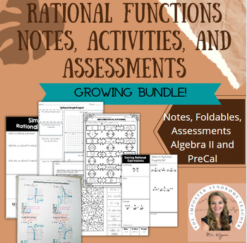 Preview of Rational Functions Notes, Activities, and Assessment Growing Bundle