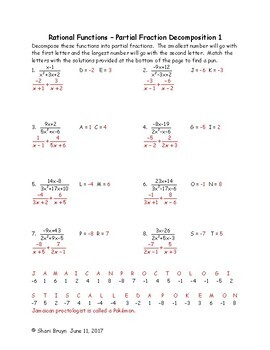 Rational Functions - Partial Fraction Decomposition bundle by We're