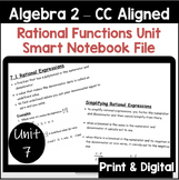 Rational Functions Unit - Algebra 2 (Editable Smart Notebo