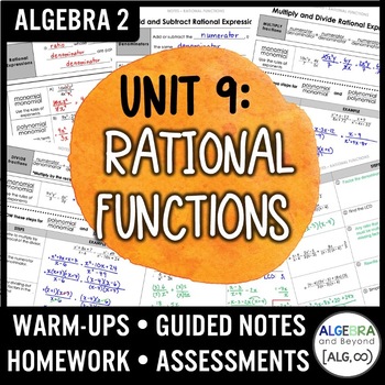 Preview of Rational Functions Unit - Guided Notes, Homework, Assessments - Algebra 2