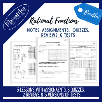 Preview of Rational Functions & Variation Unit - 5 lessons w/quizzes, reviews & tests