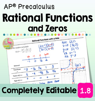Preview of Rational Functions and Zeros (Unit 1 AP Precalculus)