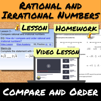 Preview of Rational Irrational-Lesson 3-Compare and Order