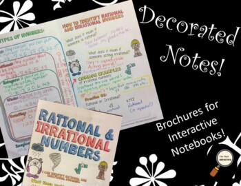 Preview of Rational & Irrational Numbers - Decorated Notes Brochure for Int. Notebooks