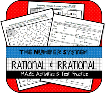 Preview of Rational & Irrational Numbers MAZE Activities & Test Practice