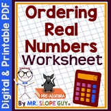 Ordering Real Numbers Worksheet