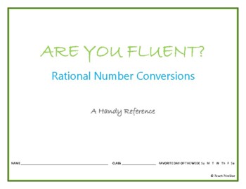 Preview of Are You Fluent?  Rational Number Conversions, A Handy Reference