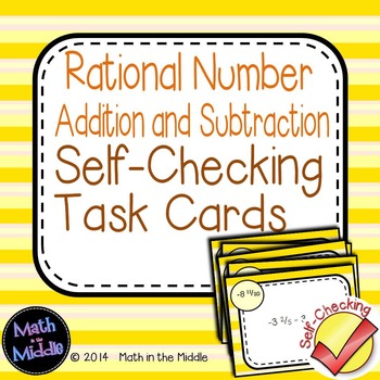 Preview of Rational Number Addition & Subtraction Self-Checking Task Cards