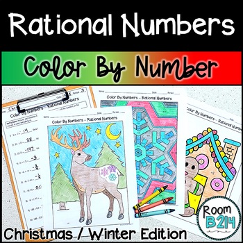 Preview of Rational Number Christmas Color By Number TEKS 7.3A