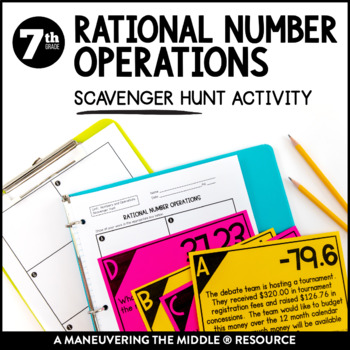 Preview of Rational Number Operations Scavenger Hunt | Fractions & Decimals Word Problems