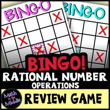 Preview of Rational Number Operations Math Bingo - Negative Fractions - Math Review Game