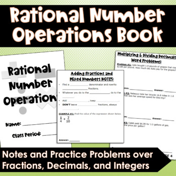 Preview of Rational Number Operations Book: Notes and Practice