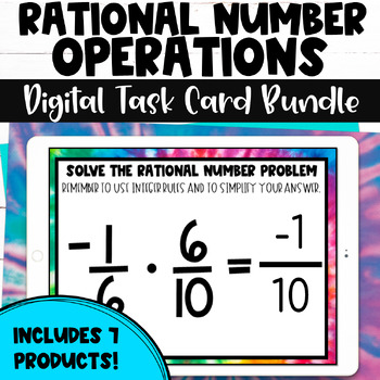 Preview of Positive & Negative Rational Number Operations Digital Task Card Practice Bundle