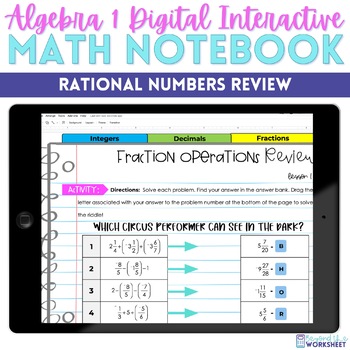 Preview of Rational Number Operations Review Digital Interactive Notebook for Algebra 1